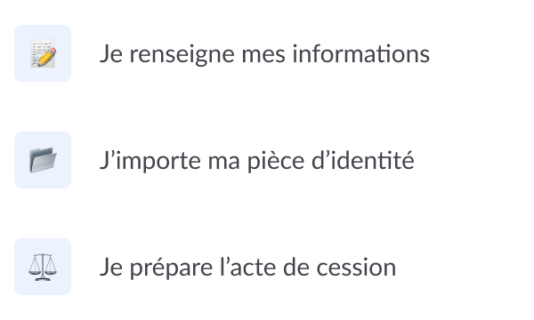Étape 1 cession